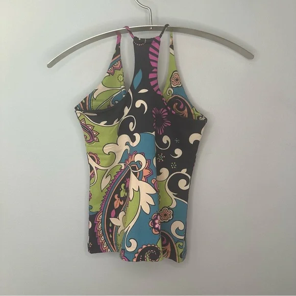 Couture Active Wear Colorful Paisley Athletic Racer Back Tank Top — Size OS - Picture 4 of 6